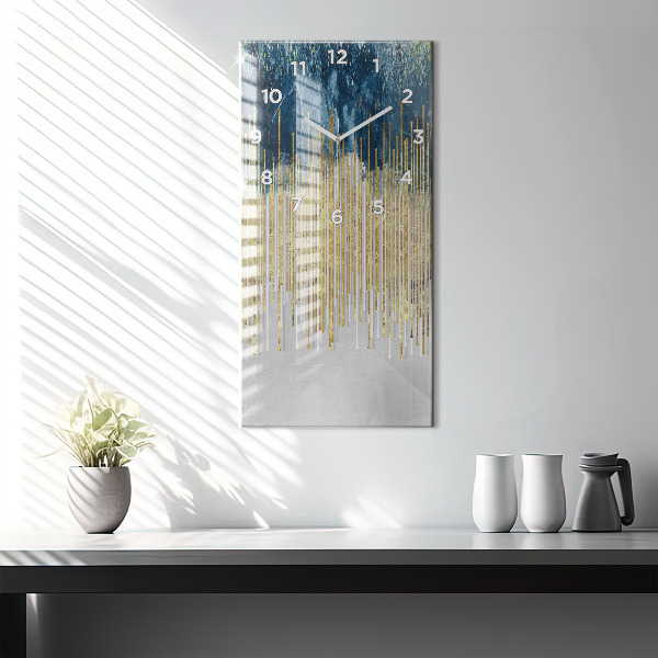 Vertikální skleněné hodiny Dekorativní vzor a zlato