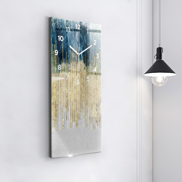Vertikální skleněné hodiny Dekorativní vzor a zlato