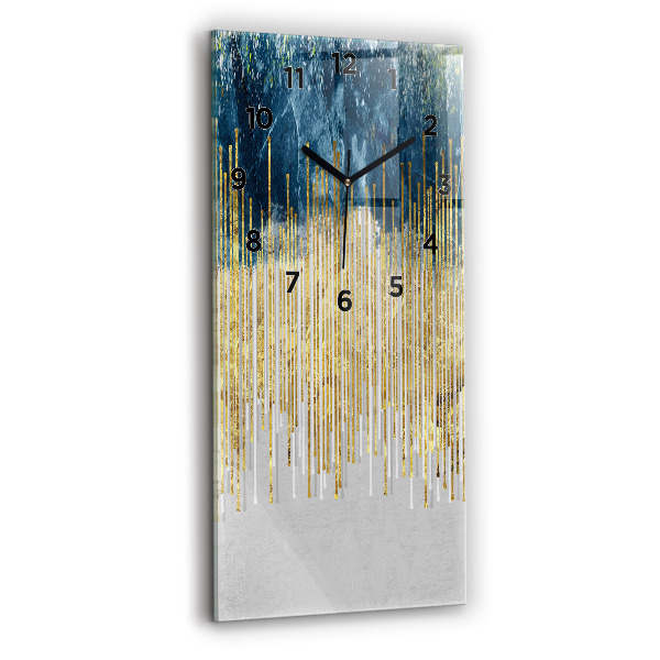 Vertikální skleněné hodiny Dekorativní vzor a zlato