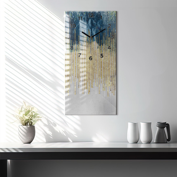 Vertikální skleněné hodiny Dekorativní vzor a zlato