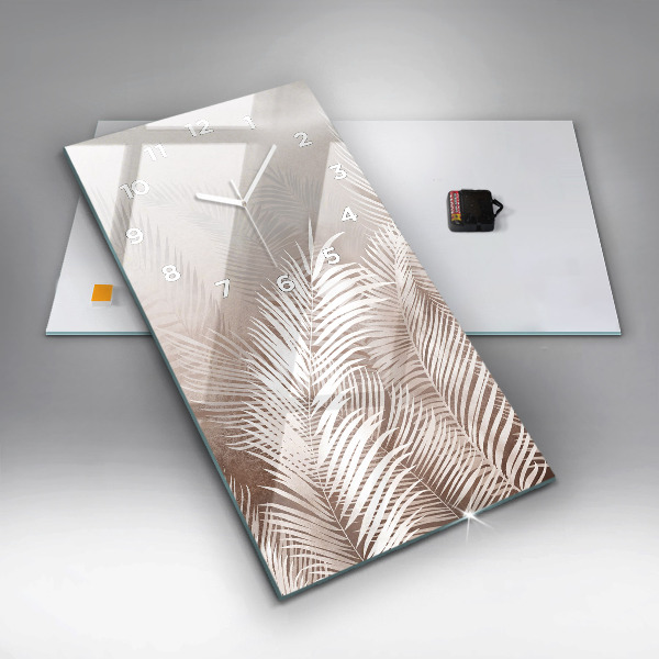 Vertikální skleněné hodiny Tropické boho listy