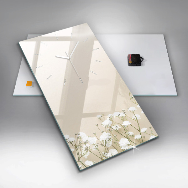 Vertikální skleněné hodiny Kvetoucí květy gypsophily