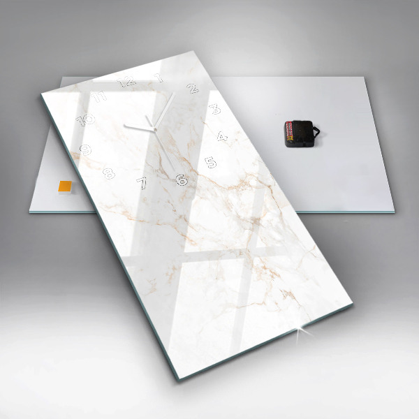 Vertikální skleněné hodiny Elegantní mramor