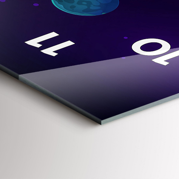 Vertikální skleněné hodiny Galaxie planet