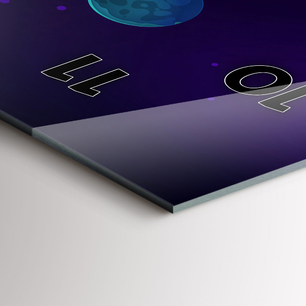 Vertikální skleněné hodiny Galaxie planet