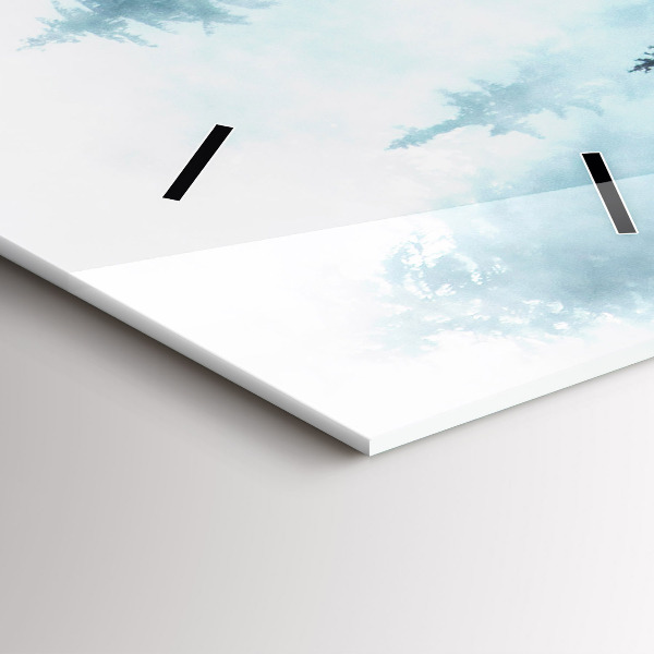 Vertikální skleněné hodiny Mlžný les