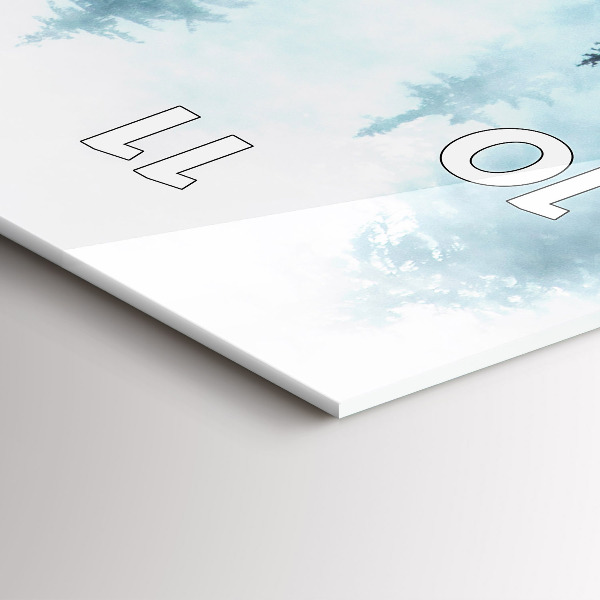 Vertikální skleněné hodiny Mlžný les