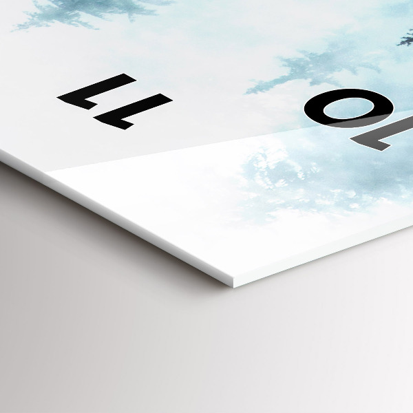 Vertikální skleněné hodiny Mlžný les