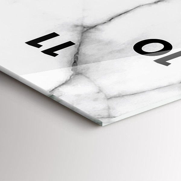 Vertikální skleněné hodiny Dekorativní mramor