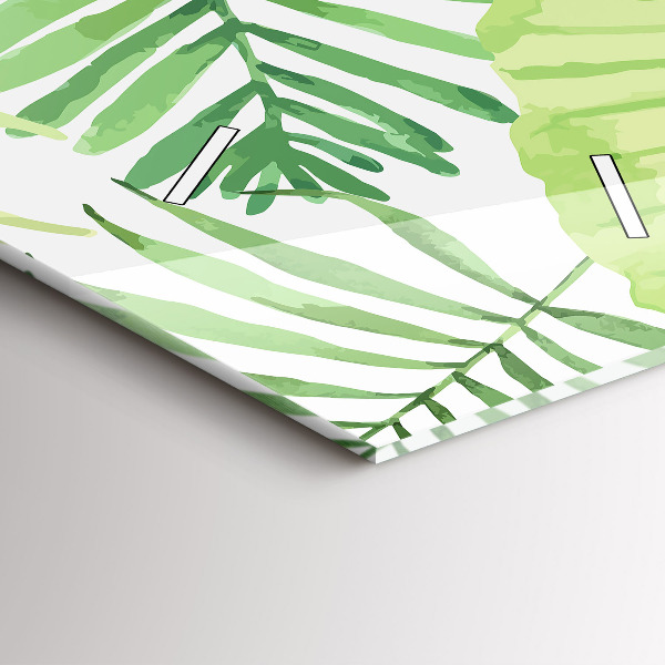 Vertikální skleněné hodiny Zelené listy