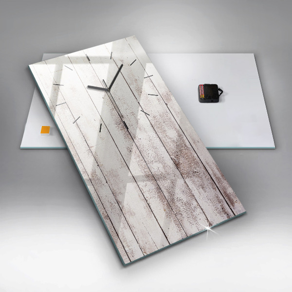 Vertikální skleněné hodiny Světlá dřevěná prkna