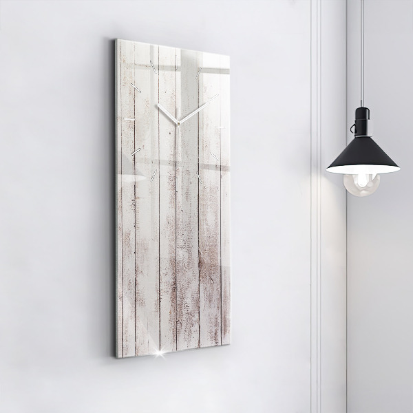 Vertikální skleněné hodiny Světlá dřevěná prkna