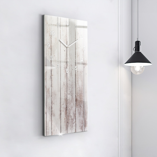 Vertikální skleněné hodiny Světlá dřevěná prkna