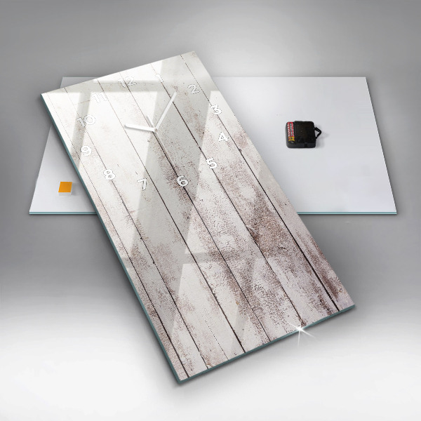 Vertikální skleněné hodiny Světlá dřevěná prkna