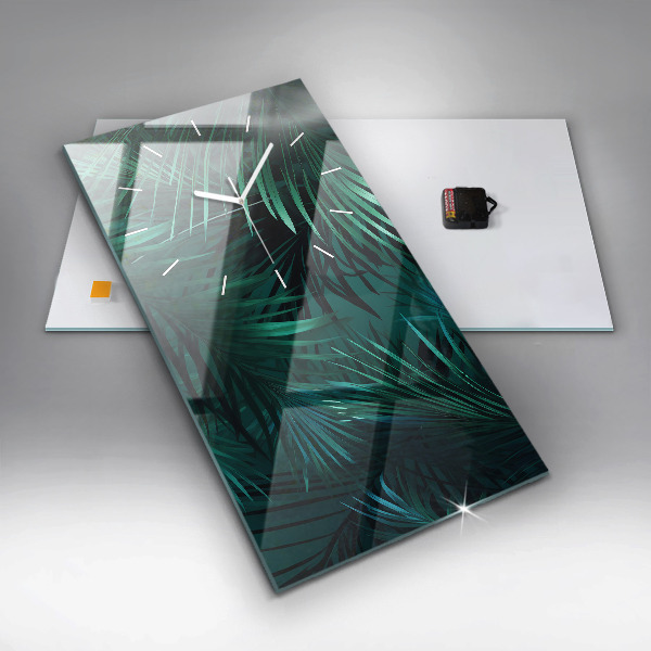 Vertikální nástěnné hodiny Tropické listy