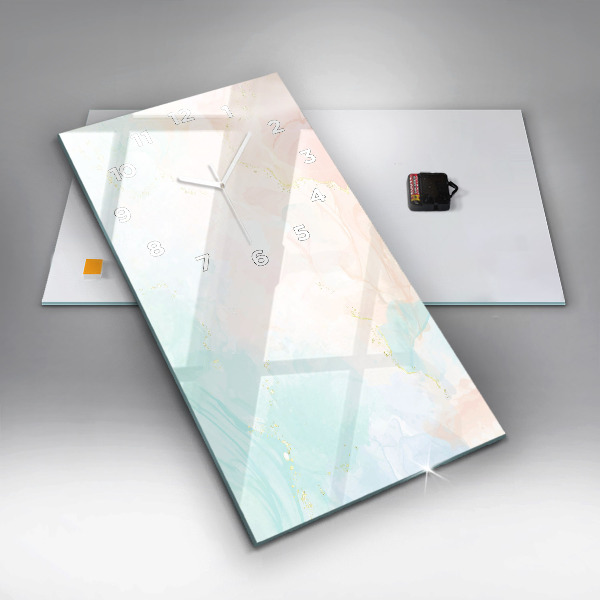 Vertikální nástěnné hodiny Akvarelový mramor