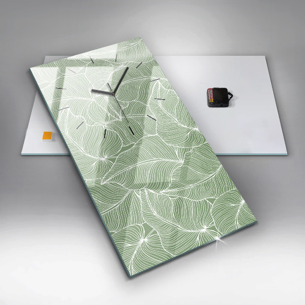 Vertikální nástěnné hodiny Přírodní listový vzor