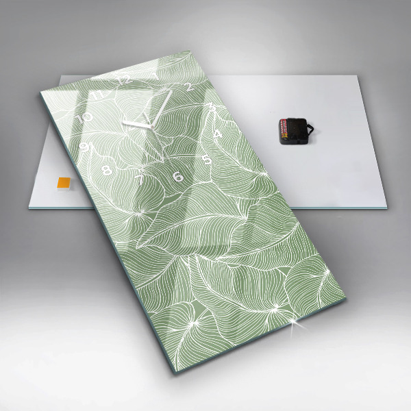 Vertikální nástěnné hodiny Přírodní listový vzor