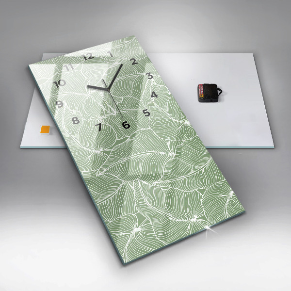 Vertikální nástěnné hodiny Přírodní listový vzor