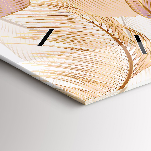 Vertikální skleněné hodiny Přírodní listový vzor