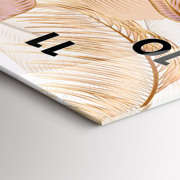 Vertikální skleněné hodiny Přírodní listový vzor