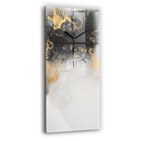 Vertikální skleněné hodiny Umělecký mramor