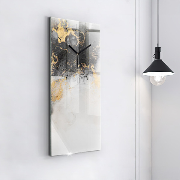 Vertikální skleněné hodiny Umělecký mramor