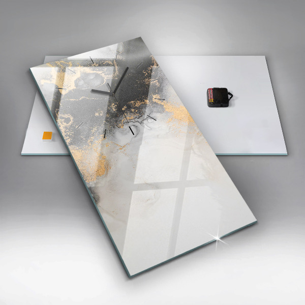 Vertikální skleněné hodiny Umělecký mramor