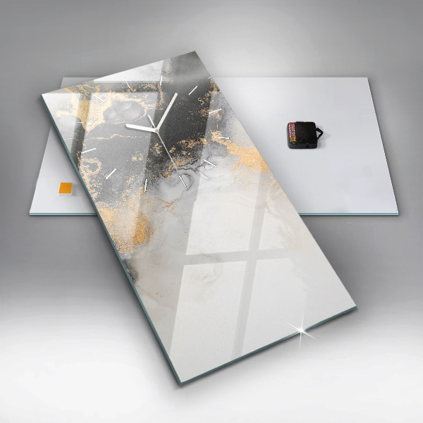 Vertikální skleněné hodiny Umělecký mramor