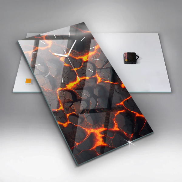 Vertikální skleněné hodiny Lávová sopka