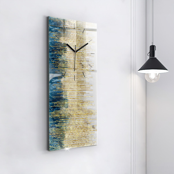 Vertikální skleněné hodiny Dekorativní vzor a zlato