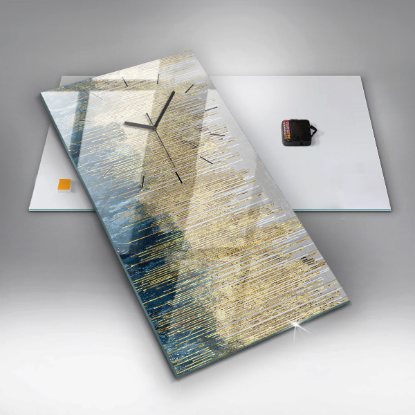 Vertikální skleněné hodiny Dekorativní vzor a zlato