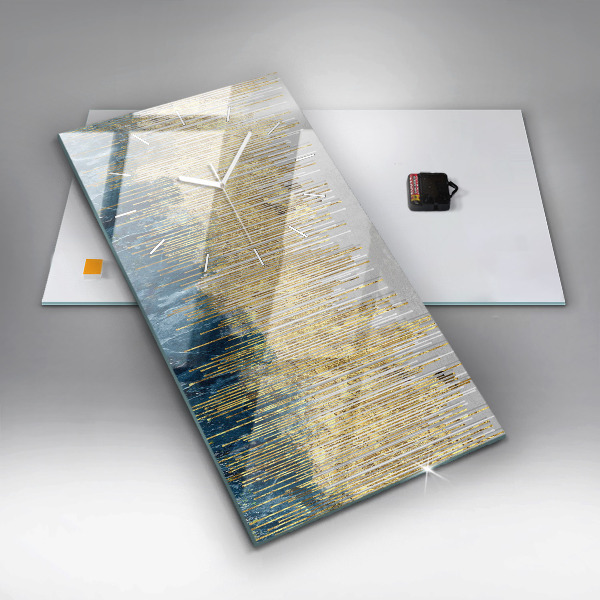 Vertikální skleněné hodiny Dekorativní vzor a zlato