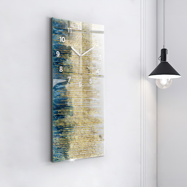 Vertikální skleněné hodiny Dekorativní vzor a zlato