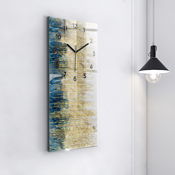 Vertikální skleněné hodiny Dekorativní vzor a zlato