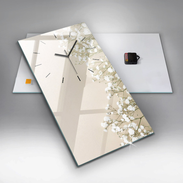 Vertikální skleněné hodiny Kvetoucí květy gypsophily