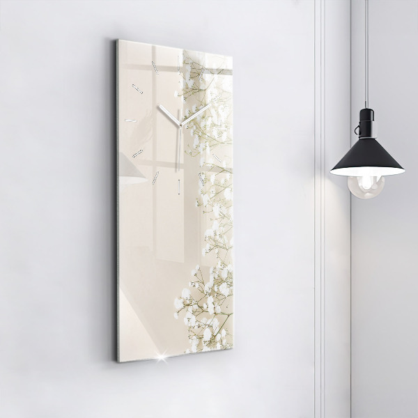 Vertikální skleněné hodiny Kvetoucí květy gypsophily