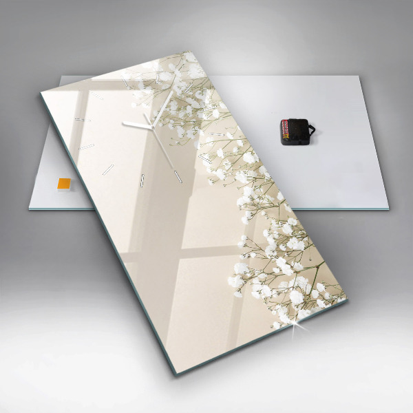 Vertikální skleněné hodiny Kvetoucí květy gypsophily