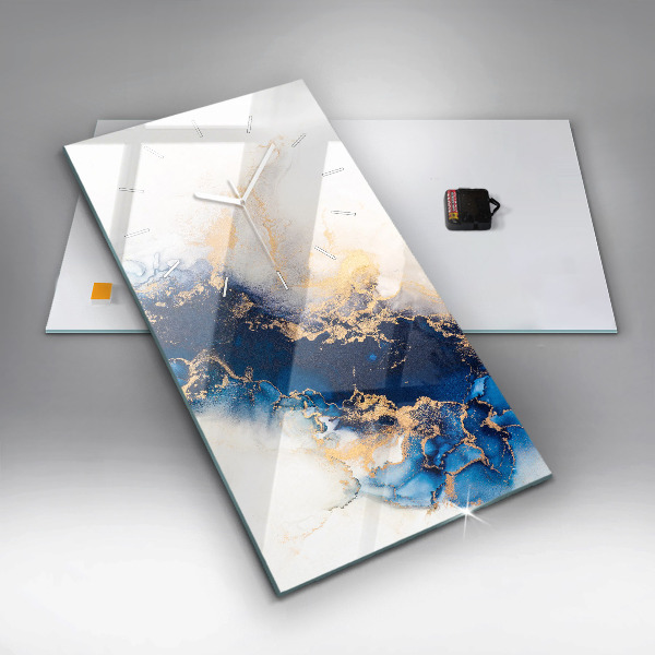 Vertikální skleněné hodiny Mramorový vzor