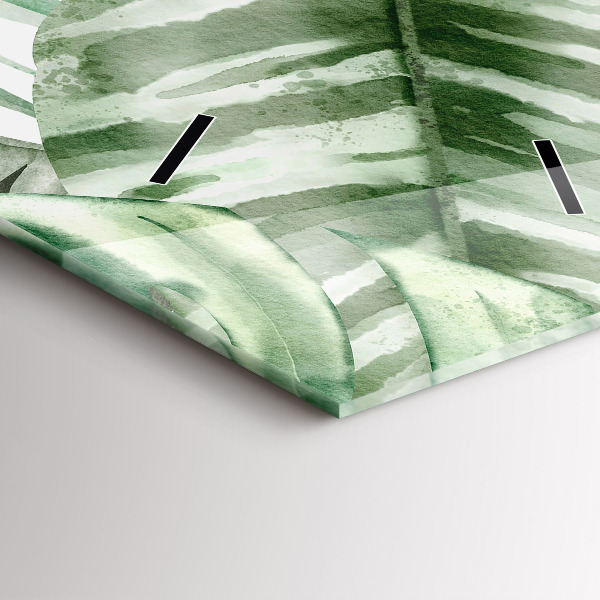 Vertikální skleněné hodiny Malované listy rostlin