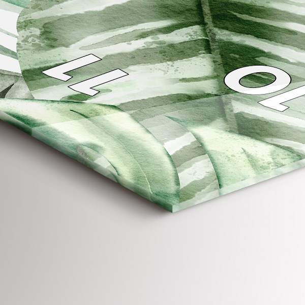 Vertikální skleněné hodiny Malované listy rostlin