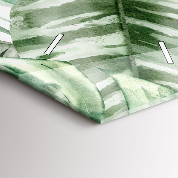 Vertikální skleněné hodiny Malované listy rostlin