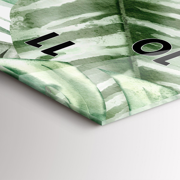 Vertikální skleněné hodiny Malované listy rostlin