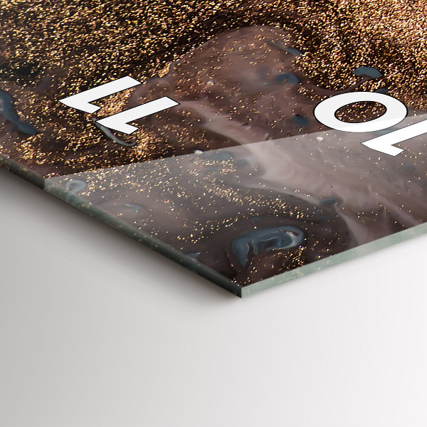 Vertikální skleněné hodiny Mramorová zlatá abstrakce