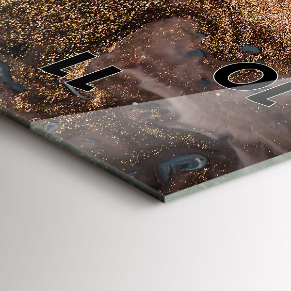 Vertikální skleněné hodiny Mramorová zlatá abstrakce