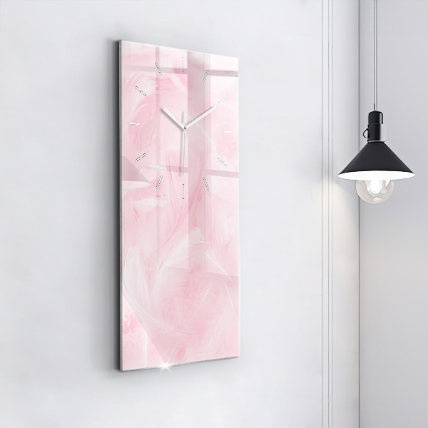 Vertikální skleněné hodiny Peří - abstraktní