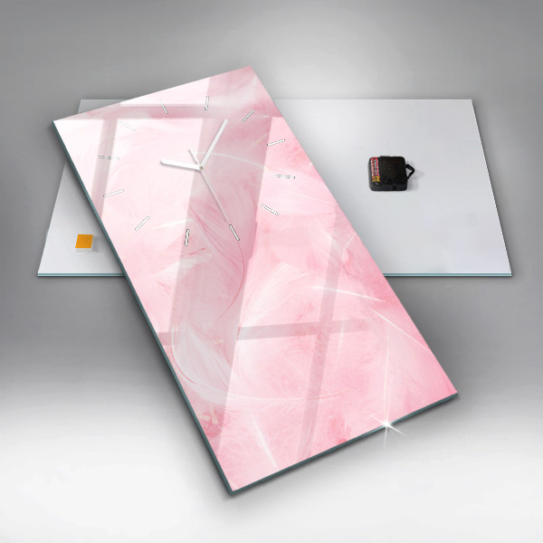 Vertikální skleněné hodiny Peří - abstraktní