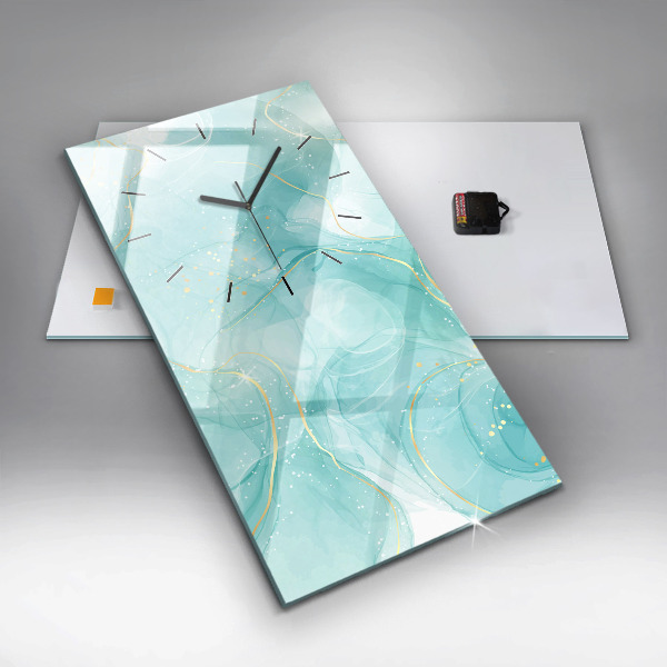 Vertikální skleněné hodiny Abstraktní mramor