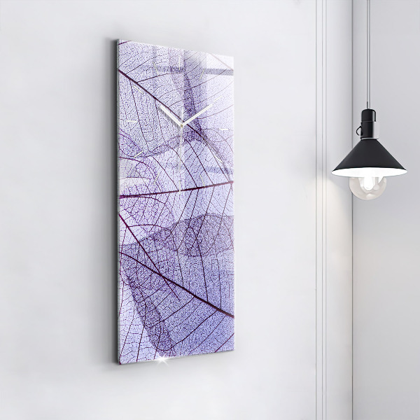 Vertikální skleněné hodiny Listy - příroda