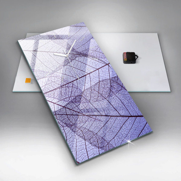 Vertikální skleněné hodiny Listy - příroda